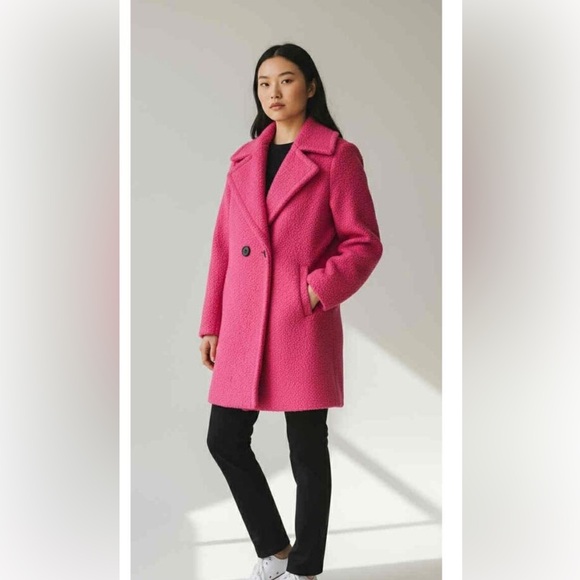 Anthropolgie NWT NVLT Textured Pink Boucle Coat Wool Blend Oversized Winter Sz L - Picture 7 of 7